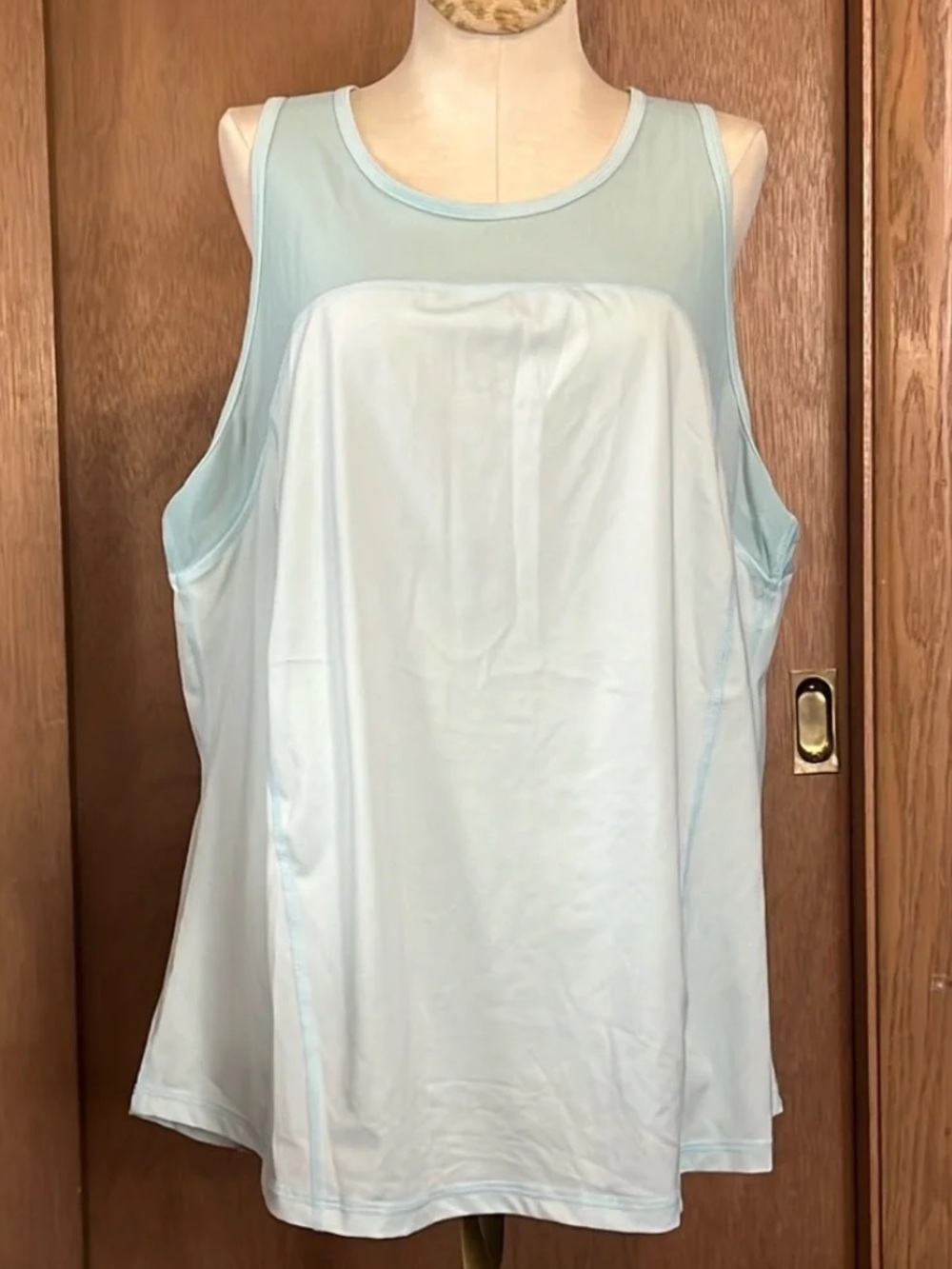 Fila pale aqua blue tank with mesh accent and cutout back size XXL